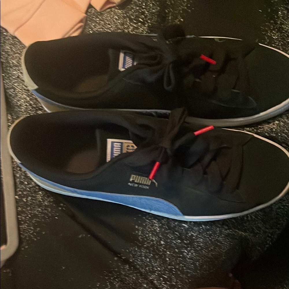 Puma Black and Blue Suede Sneakers with Formstrip